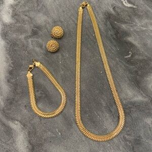 Vintage Monet Gold Chain Jewelry Set